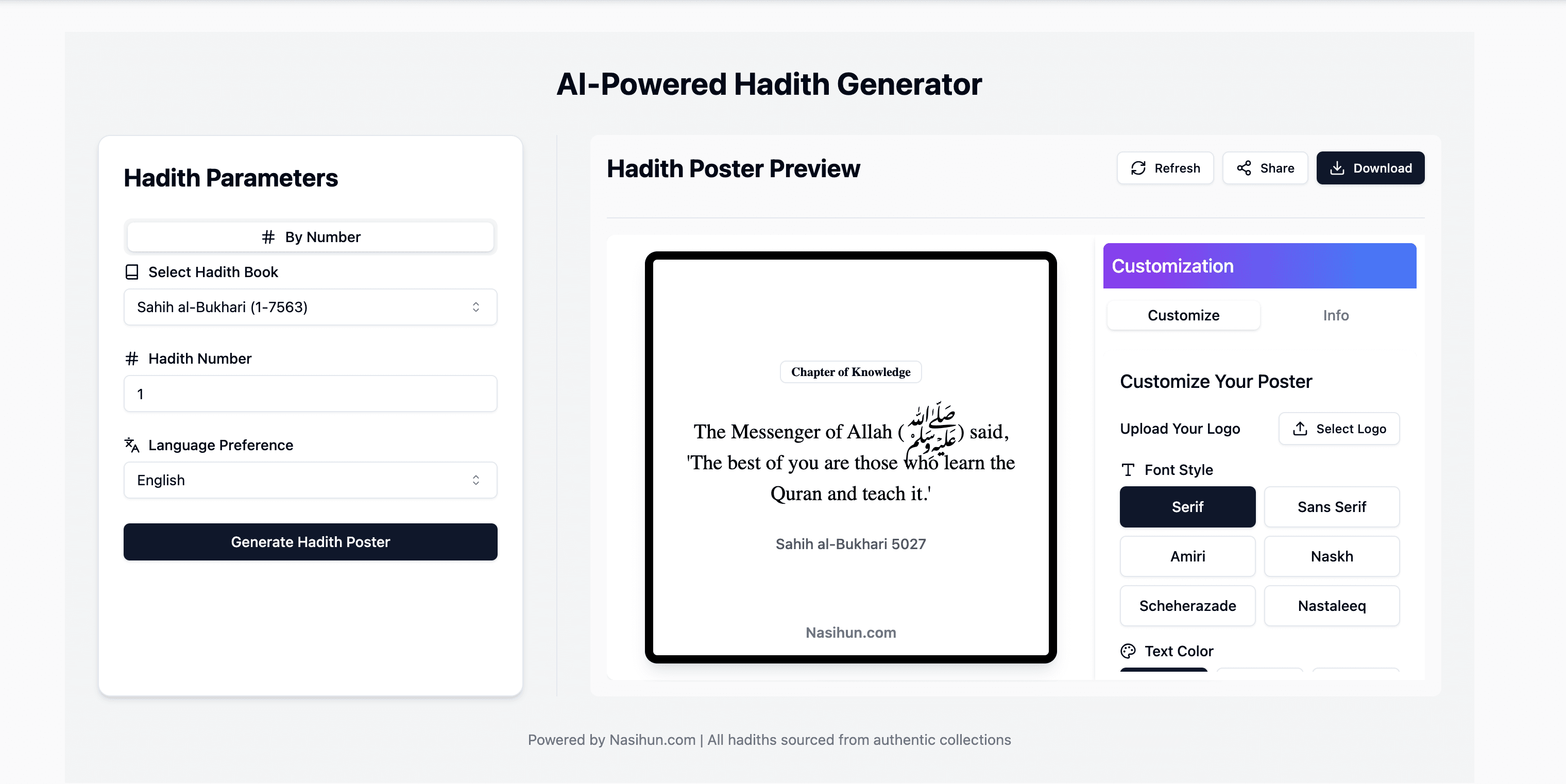 Hadith Poster Generator