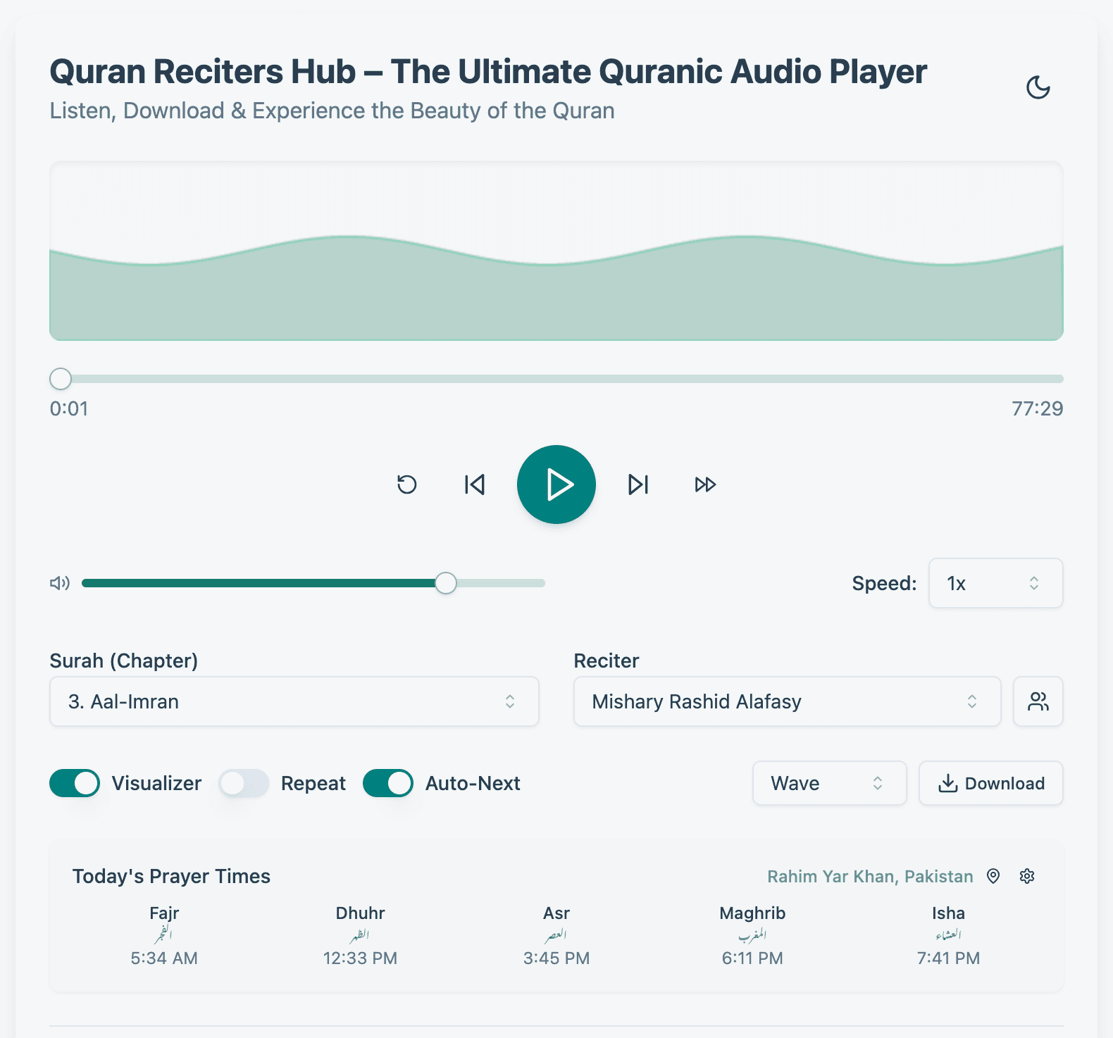 Quran Reciters Hub – The Ultimate Quranic Audio Player
